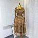 Women’s Ruffled Halter Neck & High-Waist Mesh Two-Piece Set – Autumn Slim Fit Commuter Outfit (Brown, One Size Fits All)_ecoleips.com