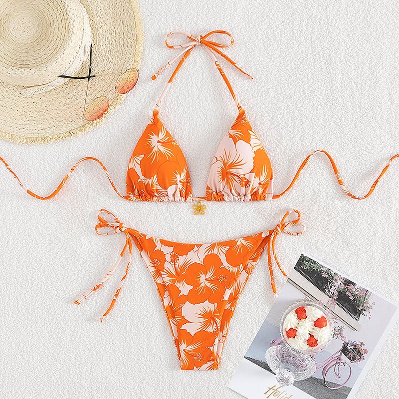 Women's Clothing Slim And Meat Covering Casual Floral Durable High Elastic Holiday Style Split Swimsuit_ecoleips.com