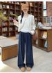 Fleece Jeans Women's Autumn And Winter 2025 New Loose Large Size Drape Straight High Waist Thin Elastic Waist Wide Leg Pants_ecoleips.com