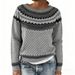 Women's Oversized Knit Sweater - Soft Round Neck Pullover For Autumn & Winter (S-5XL, 12 Colors, Acrylic Blend)_ecoleips.com