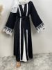 New Lace Abaya Muslim Dubai Nida Islamic Dresses Fashion With Pocket Casual Women Long Robe Clothing Turkish Eid Moroccan Kaftan_ecoleips.com
