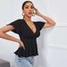 Voya Women's Sexy V-neck Waist Cinched T-shirt Top 2026 In Stock, Slim Hem, Short Sleeved Knit Shirt For Women_ecoleips.com