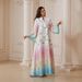 Women's Long Robe J Gradient Print Hot Fix Rhinestone Beaded Dress SW2609 Cross Border Fashion Muslim Clothing_ecoleips.com