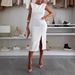 Women's Clothing New Round Neck Elegant Slit Solid Color Slim Dress For Women_ecoleips.com