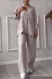 Women's Casual Cotton Linen Shirt Wide Leg Pants Set Solid Color Trendy Streetwear European American Style_ecoleips.com