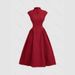Elegant Red Midi Dress For Women, Modern Cheongsam Inspired A-Line Dress, High Waist Sleeveless Cocktail Party Dress, Valentine's Day Date Night Dress_ecoleips.com