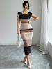 Women's Clothing Mid-Length Knit Skirt Style Casual Fashion Summer Dress Colorful Striped Slit Design Hot Selling_ecoleips.com