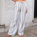 Women's Loose Fit Stripe Print Chiffon Trousers, Mid-Rise Wide Leg Palazzo Pants With Pockets, Flowy Casual Elegant Pants For Daily Wear_ecoleips.com