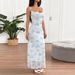 AD181 Cross-border European And American Women's New Spring/summer Printed Mesh V-neck High-waisted Casual Fashion Dress_ecoleips.com