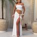 2025 European American Summer Hot-Selling New Women's Sexy One-Shoulder Crop Top With Slit And Ruched Skirt Set_ecoleips.com