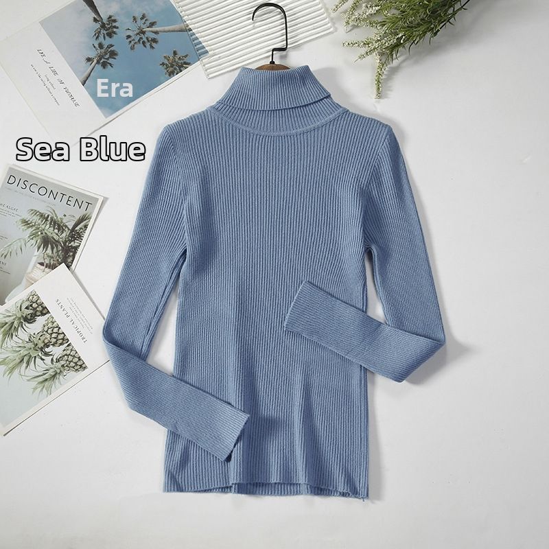 Solid Ribbed Knit Turtleneck Sweater – Women’s High Neck Pullover (Soft Stretch Fabric, Warm & Breathable, Versatile Layering Essential )_ecoleips.com