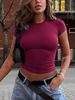 , , Cross-border European And American Women's Clothing 2025 Summer Slim-fit Tops Solid Color Short_ecoleips.com