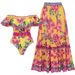 Fashionable Sexy One Piece Swimsuit Set For Women With Chiffon Skirt Retro Print Swimwear_ecoleips.com