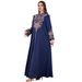 Women's Elegant Ethnic Style Solid Color Long Robe with Rope Embroidery Fashionable Evening Gown Long Sleeved Dress_ecoleips.com