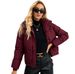 Korean Style Short Down Jacket – Lightweight, Stand Collar, Loose Fit For Women (White/Black/Khaki/Burgundy)_ecoleips.com