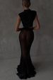 K New Long Sleeved Top Set, Loose Elastic Mesh Skirt Two-piece Set_ecoleips.com