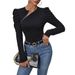 High-end Niche Black Knit Top For Women With Irregular Side Zipper Decoration, Puff Sleeves, Versatile And Slimming_ecoleips.com
