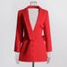 2025s Ming Style Waist Cinched V-neck 2025 New Niche Design Backless Patchwork Flower Suit Jacket For Women_ecoleips.com