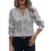 Women's Clothing Retro-Inspired Office Shirt | Black & White Geometric Print – Timeless Elegance Meets Modern Professionalism_ecoleips.com