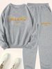 Women's Autumn/Winter Hip Hop Casual Street MILANO ITALY Pattern Printed Round Neck Sweatshirt+Sweatpants Warm Set-656_ecoleips.com