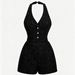 Women's Sleeveless V-Neck Jumpsuit – Stylish & Flattering Wrap Design With Ruching Detail – Lightweight Polyester For Summer_ecoleips.com