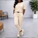 Women's Solid Color T-Shirt And Elastic Waist Pants Two Piece Set Simple Label Spring Summer Casual Comfortable Clothing_ecoleips.com