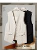 Women's Slim Fit Short Vest Black Spring Autumn New Style Layering Suit Outerwear_ecoleips.com