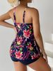 2026 Floral Printed Tankini Set Two Piece Swimsuit Short Women Drawstring Swimwear Female Bathing Suit Beachwear Swimming Summer_ecoleips.com