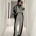 Women's Clothing Hooded Loose Plus Velvet Sweater Thick Coat Color Matching Casual Pants Sports Suit_ecoleips.com