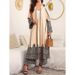 Women's Clothing Elegant Printed Coat Pants Set Ethnic Embroidered Belted Casual Outfit Muslim Sets_ecoleips.com
