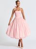 Mozision Halter Backless A-line Club Midi Dress Women Fashion Elegant Square Collar Sleeveless High Waist Party Pleated Dress_ecoleips.com