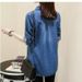 Women's Clothing Mid Length Slim Denim Shirt Women's Long Sleeved Shirt Base Cotton Denim Jacket With Large Size_ecoleips.com