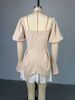 K Women's New Design Sense Corsage Splicing Irregular Puffy Sleeve Dress Short Skirt_ecoleips.com