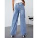 Vintage Distressed High-Waisted Flared Jeans For Women - Retro Wide Leg Palazzo Pants With Draping Effect_ecoleips.com
