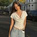 European And American Style Niche Swinging Collar Slim And Thin Short-sleeved T-shirt Women's 2025 New Fashion Spice Girl Short Top Wholesale_ecoleips.com