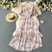 Women's Seaside Resort Dress V Neck Slim Waist Long Gown For Spring Autumn 2023 Fashionable Cross Border Style_ecoleips.com