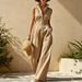 2026 Women's Casual Fashion Linen Jumpsuit V Neck Zipper Sleeveless European American Style Independent Website Exclusive New Arrival_ecoleips.com