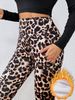 Women's Clothing Women's High-Waisted Slimming Leggings Leopard Print Fleece Lined Warmth Side Pocket Design Autumn Trendy Bottoms_ecoleips.com