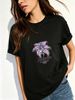 Women's Retro Purple Lily Floral Letter Graphic T-Shirt Round Neck Short Sleeve Loose Casual Streetwear Summer Daily Tops_ecoleips.com