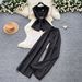 Korean Style Women's Cami Top And High-Waisted Wide Leg Pants Set - Summer Drawstring Waist Two Piece Outfit_ecoleips.com