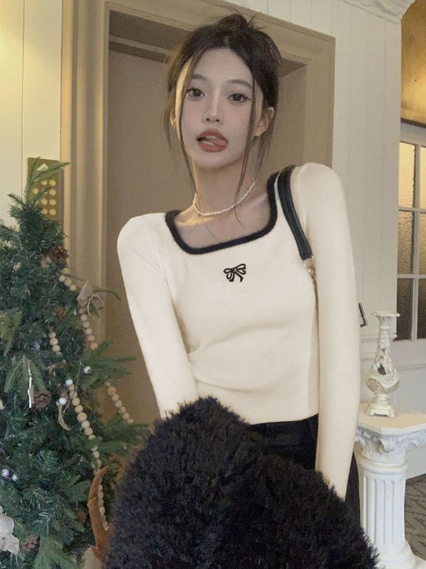 Square-Shaped, Stylish Girls' Undergarment With Fitted Design, Double-Sided Polyester Fabric, Long Sleeves Perfect For_ecoleips.com
