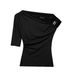 Aria Basics Aria Basics Cross-border Women's Clothing With Metal Embellishments, Asymmetrical Pullover Top, Summer European And American Style,_ecoleips.com