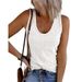 2021 Spring/Summer New Women's U-Neck Sleeveless Ribbed Knit Casual Vest T-Shirt For Women_ecoleips.com