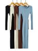 Tossy Autumn Fashion Slim Long Dress Female Knitwear Slim High Waist Patchwork Long Sleeve Elegant Party Dress Ladies Knit Dress_ecoleips.com