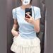 Women's Solid Color Fitted Short Sleeve T-Shirt Stretch Cotton Slim Fit Cropped Top for Casual Layering_ecoleips.com