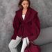 Women's Clothing Slim Fit V Neck Coat Tie Waist Loose Outerwear Versatile Fashion For Fall Winter_ecoleips.com