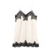 Contrast Trim Satin Feel Sleeveless Top, Women's Lace Detail Shell Blouse For Spring, Chic Casual & Night Out Cami_ecoleips.com