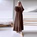 New 2025 Summer Women's Dress, Spring And Autumn Fashionable Skirt, Long Sleeve Solid Color Dress With Ruffled Hem,_ecoleips.com