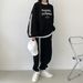 Women's Clothing Slimming sports pants Korean suit women's color spring and autumn splicing casual sports autumn and winter new round neck loose_ecoleips.com
