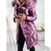 Women's Shiny PU Trench Coat With Faux Fur Hood - Slim Fit Long Winter Jacket, Warm Quilted Outerwear For Cold Weather_ecoleips.com